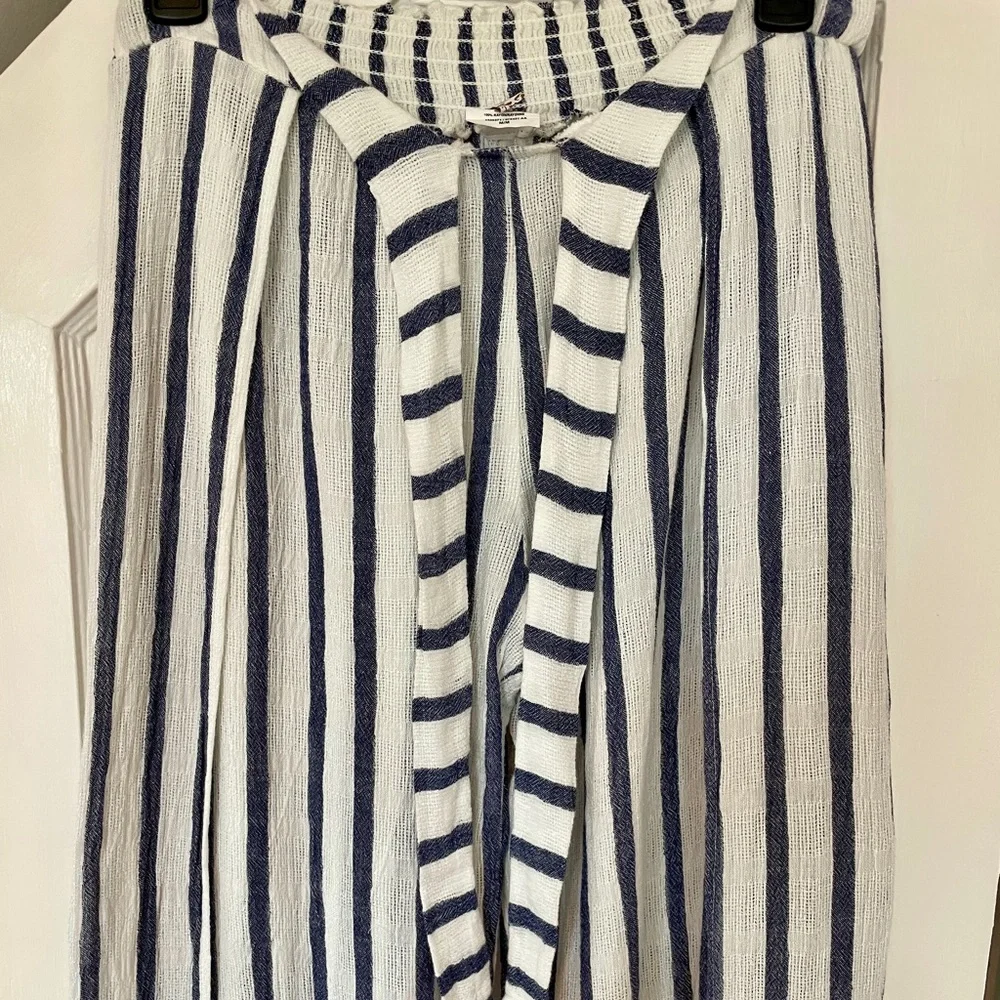 Becca Striped Pants with Slit - White & Blue - Picture 2 of 5